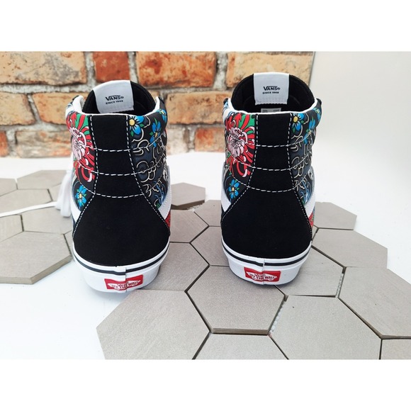 Vans Slk8 Hi Tiger Floral Men Sz 8 Skateboarding Casual Sneakers Rare Tattoo - Picture 8 of 11